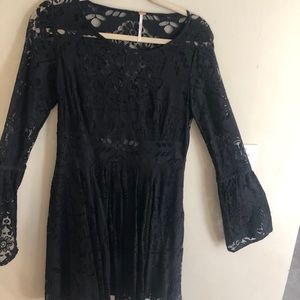 Free People Black Lace Skater Dress